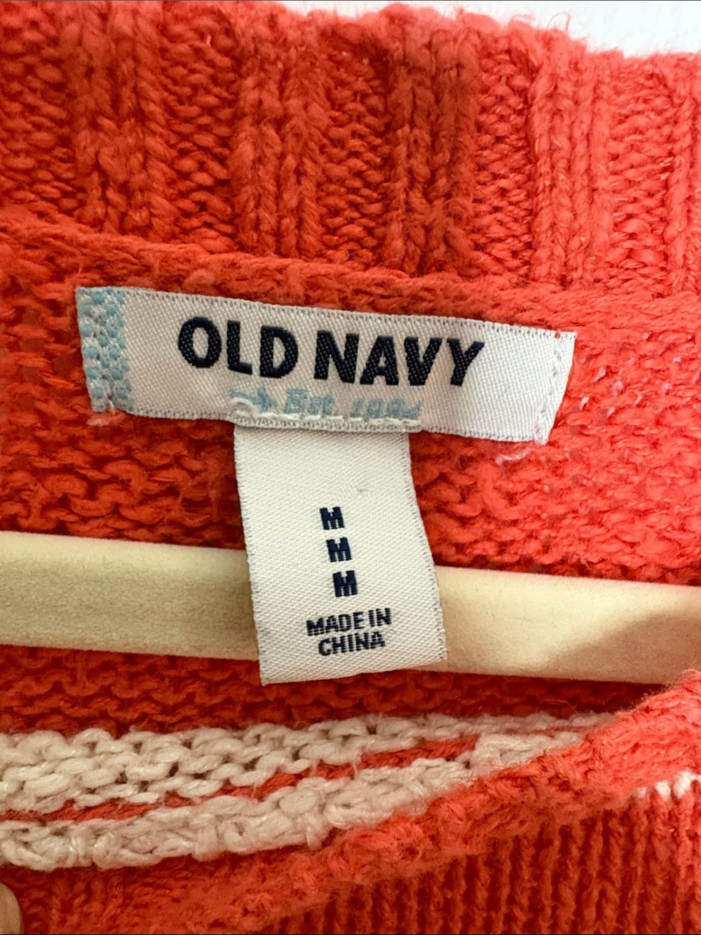 ⭐️ Old Navy Orange & Cream Striped Boatneck Sweater - size M - Picture 2 of 4
